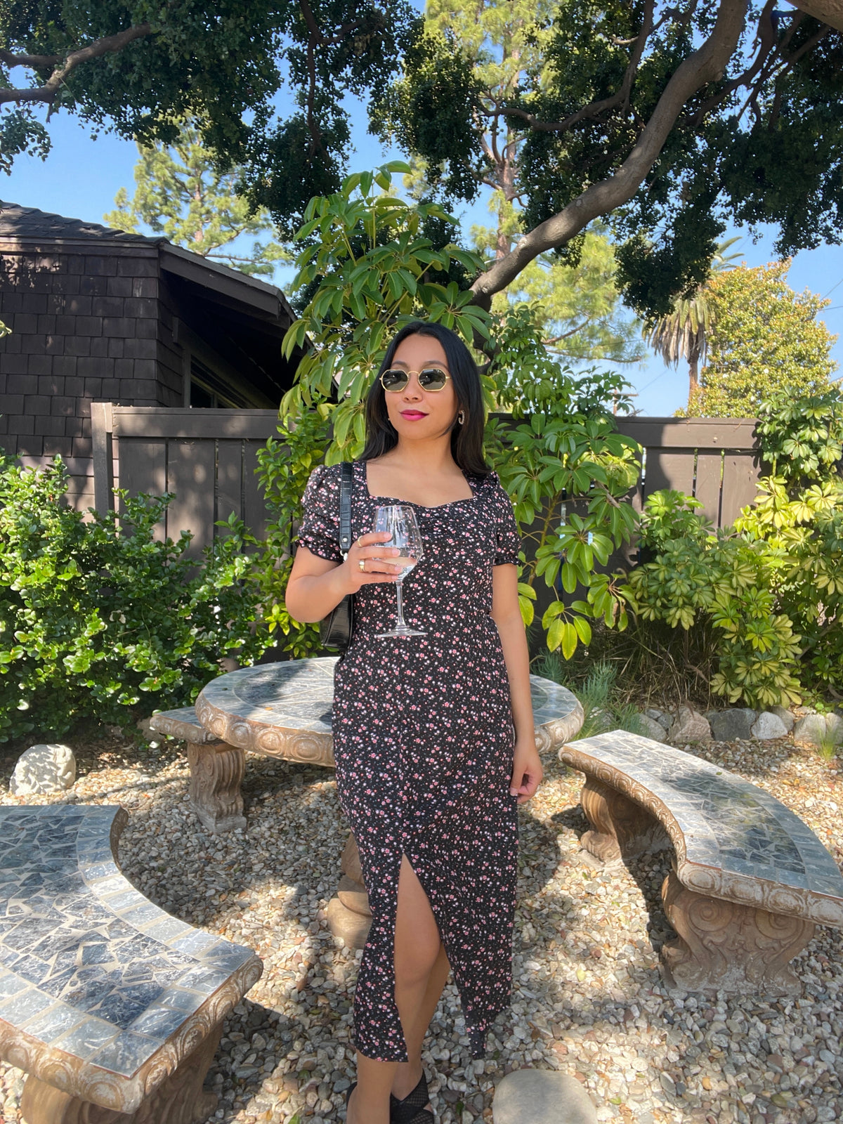 Ditsy Floral Split Midi Dress