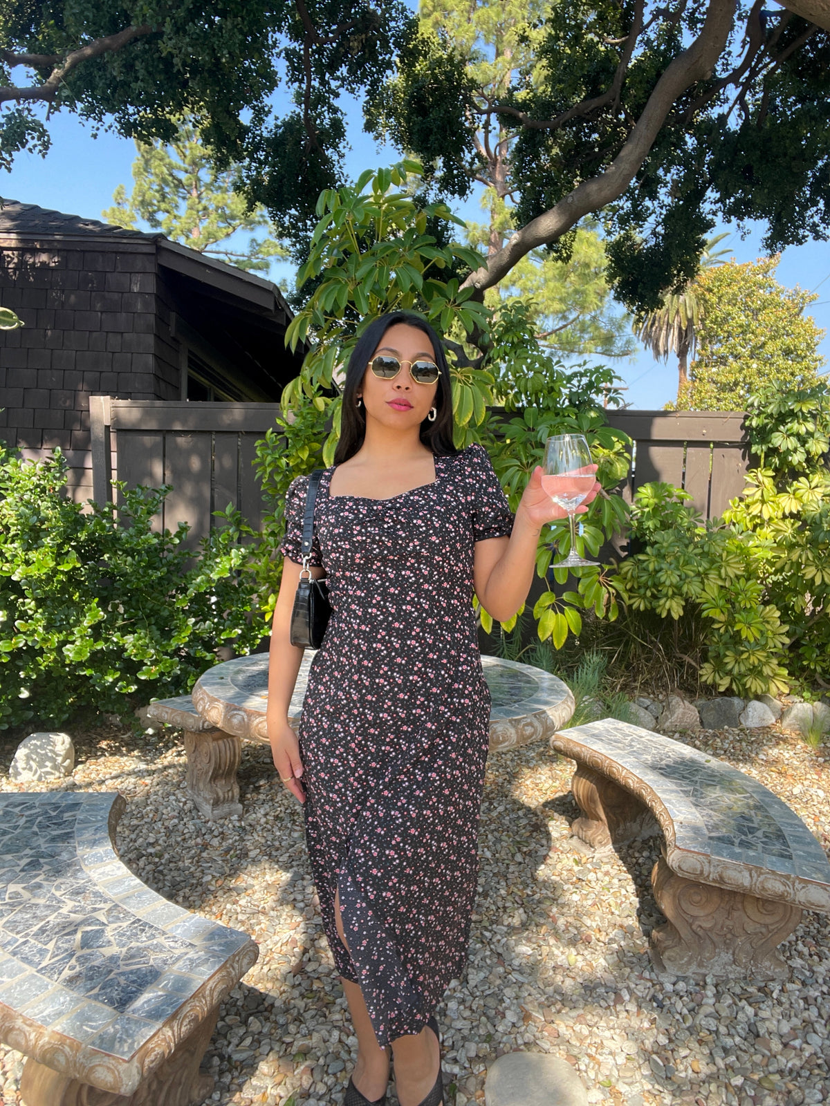 Ditsy Floral Split Midi Dress