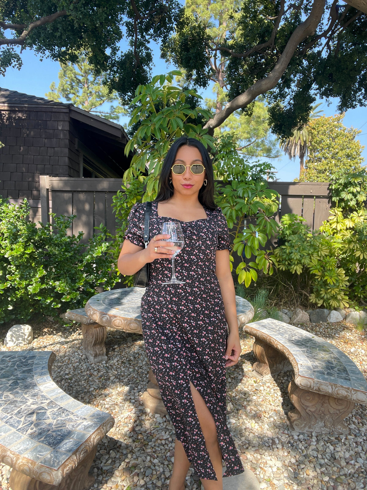 Ditsy Floral Split Midi Dress