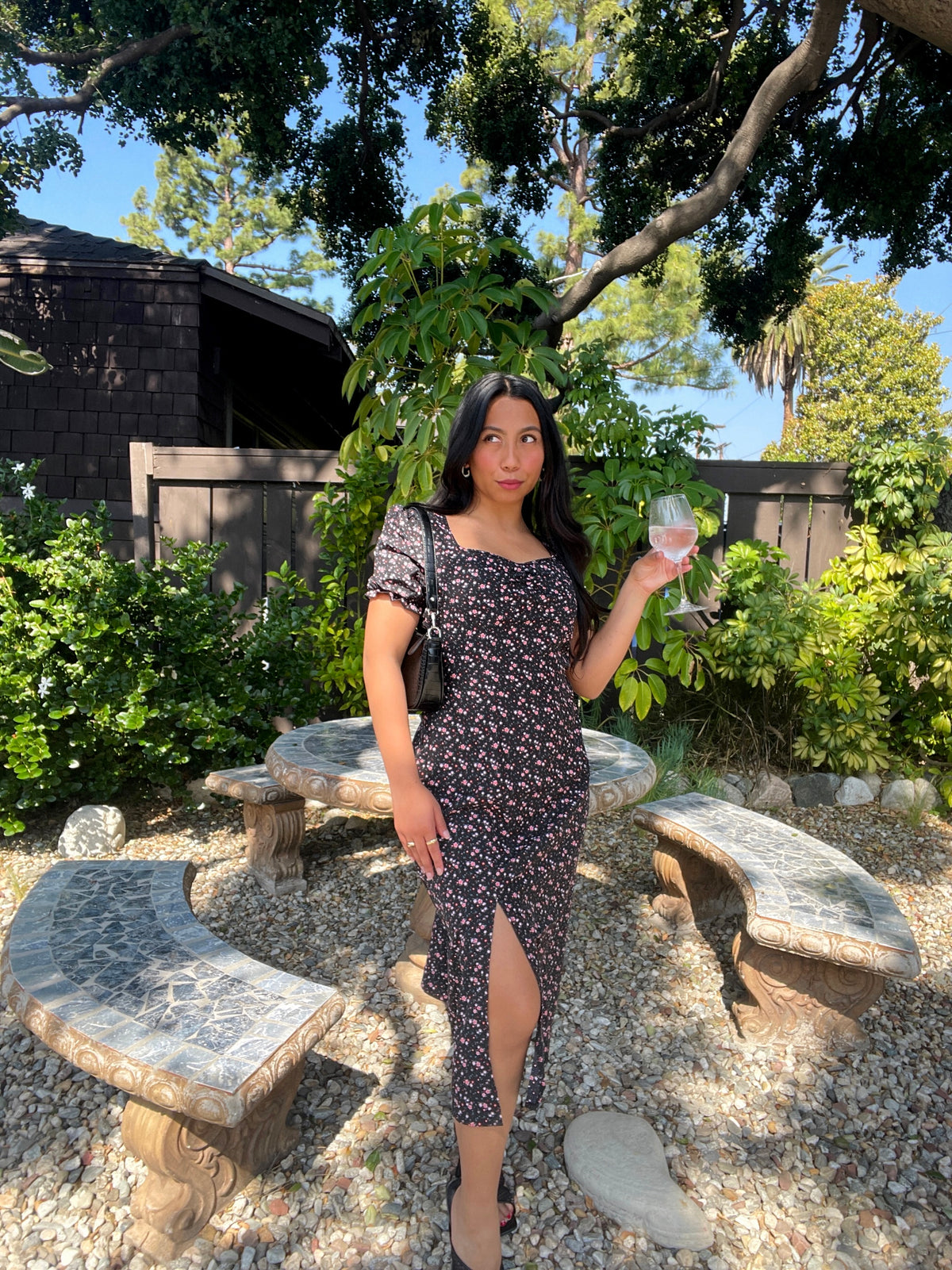Ditsy Floral Split Midi Dress
