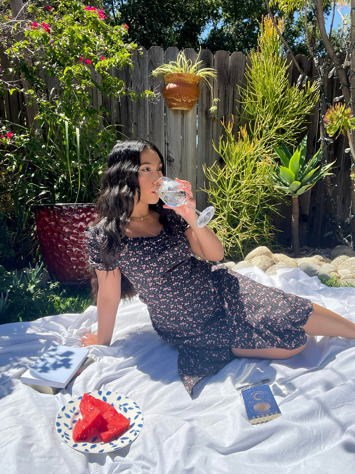 Ditsy Floral Split Midi Dress