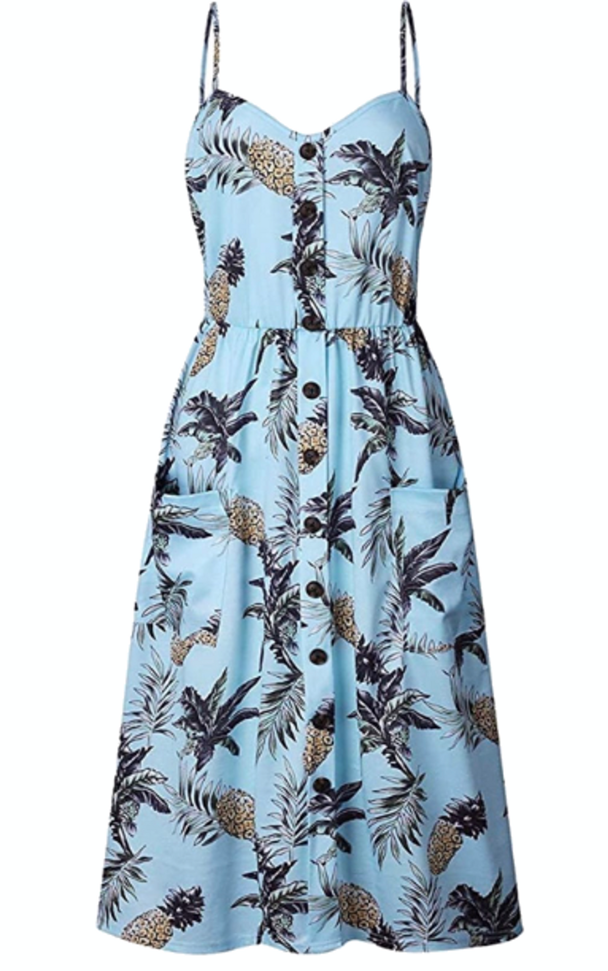 mini dress, Floral dress, dress, sun dress, summer style, summer fashion, sundress, sleeveless, beachwear, vacation style, blue dress, women's casual dress, Pinapple dress