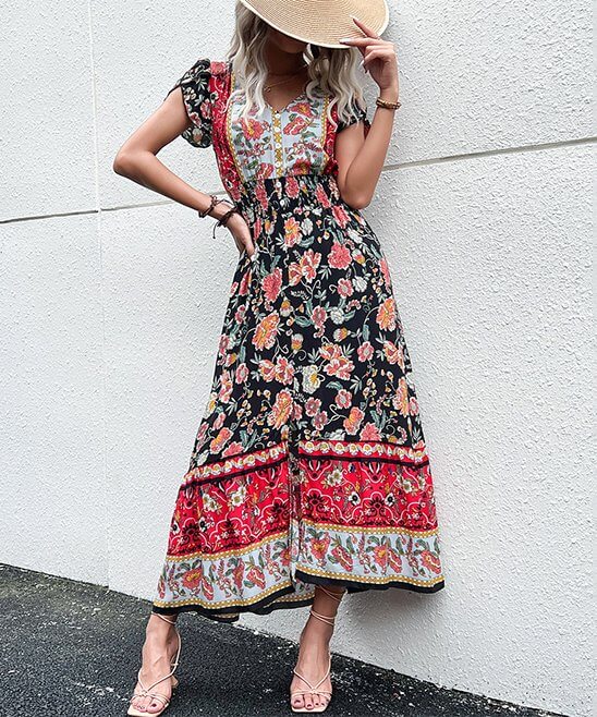 boho dress, boho style, bohemian dress, floral dress, maxi dress, Midi dress, hippie style, spring dress, summer dress, Bohemian, beachwear, Women's dresses, Bohemian wedding guest dresses, chic clothing, boho maxi dress, Black Dress, Affordable boho dres