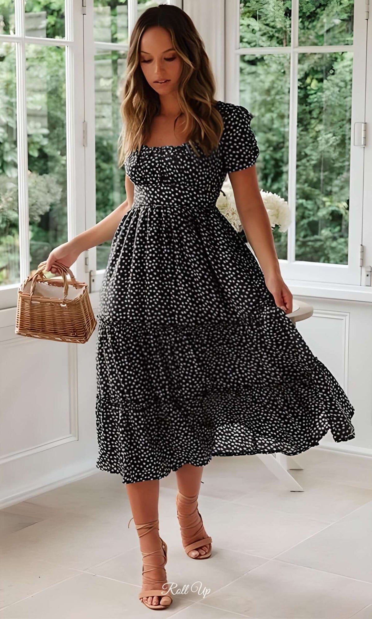 Floral Midi Dress - Cute & Elegant for Your Summer Parties Large / Pink Floral Midi Dress - Cute & Elegant for Your Summer Parties Large / Pink
