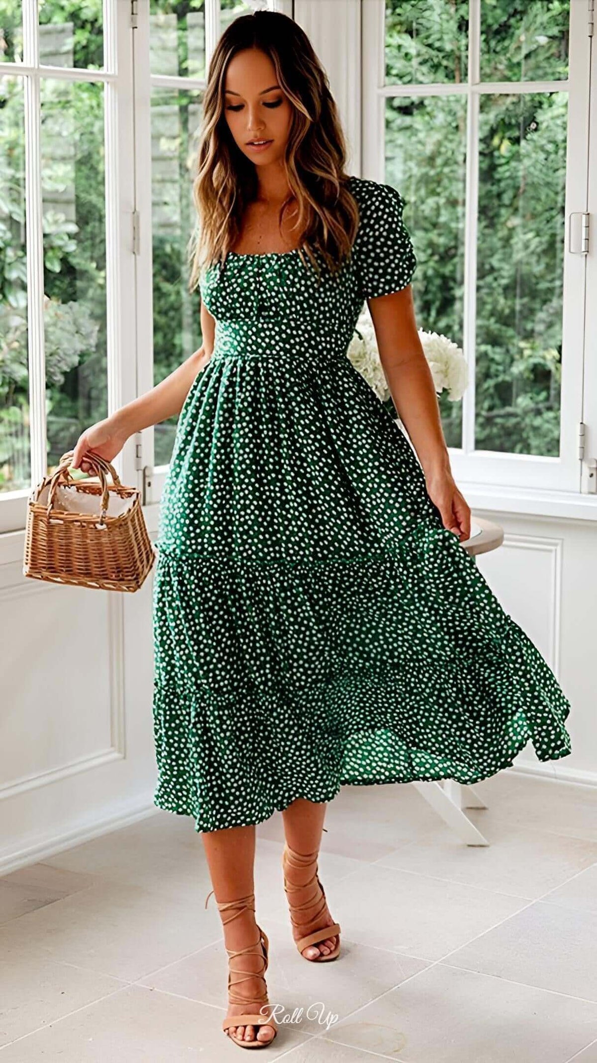 Floral Midi Dress - Cute & Elegant for Your Summer Parties Large / Pink Floral Midi Dress - Cute & Elegant for Your Summer Parties Large / Pink