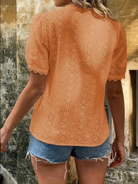Embroidery Hallow Blouse