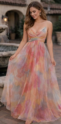 Women’s elegant Colorful Mesh Maxi Dress