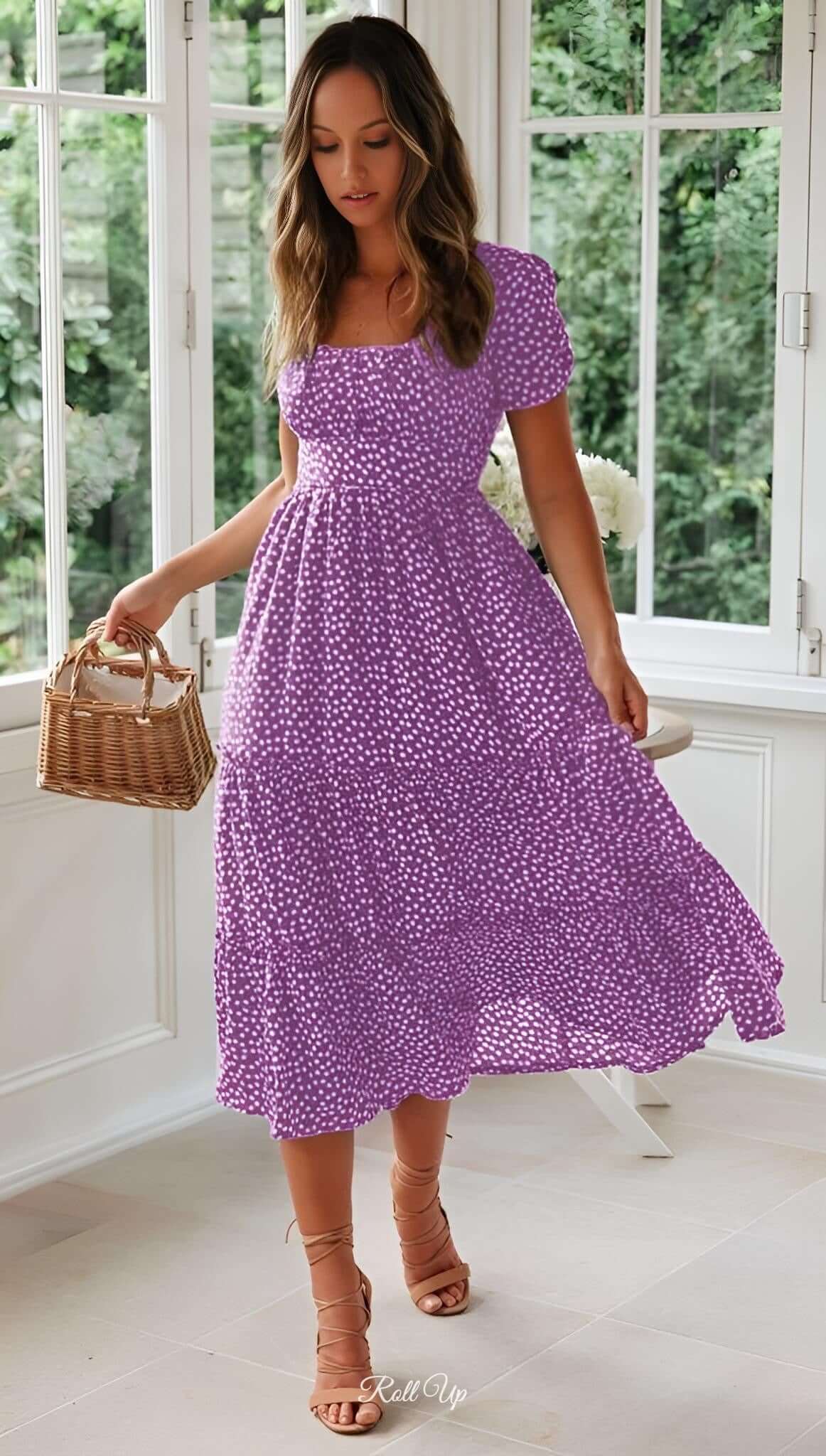 Floral Midi Dress - Cute & Elegant for Your Summer Parties Large / Pink Floral Midi Dress - Cute & Elegant for Your Summer Parties Large / Pink