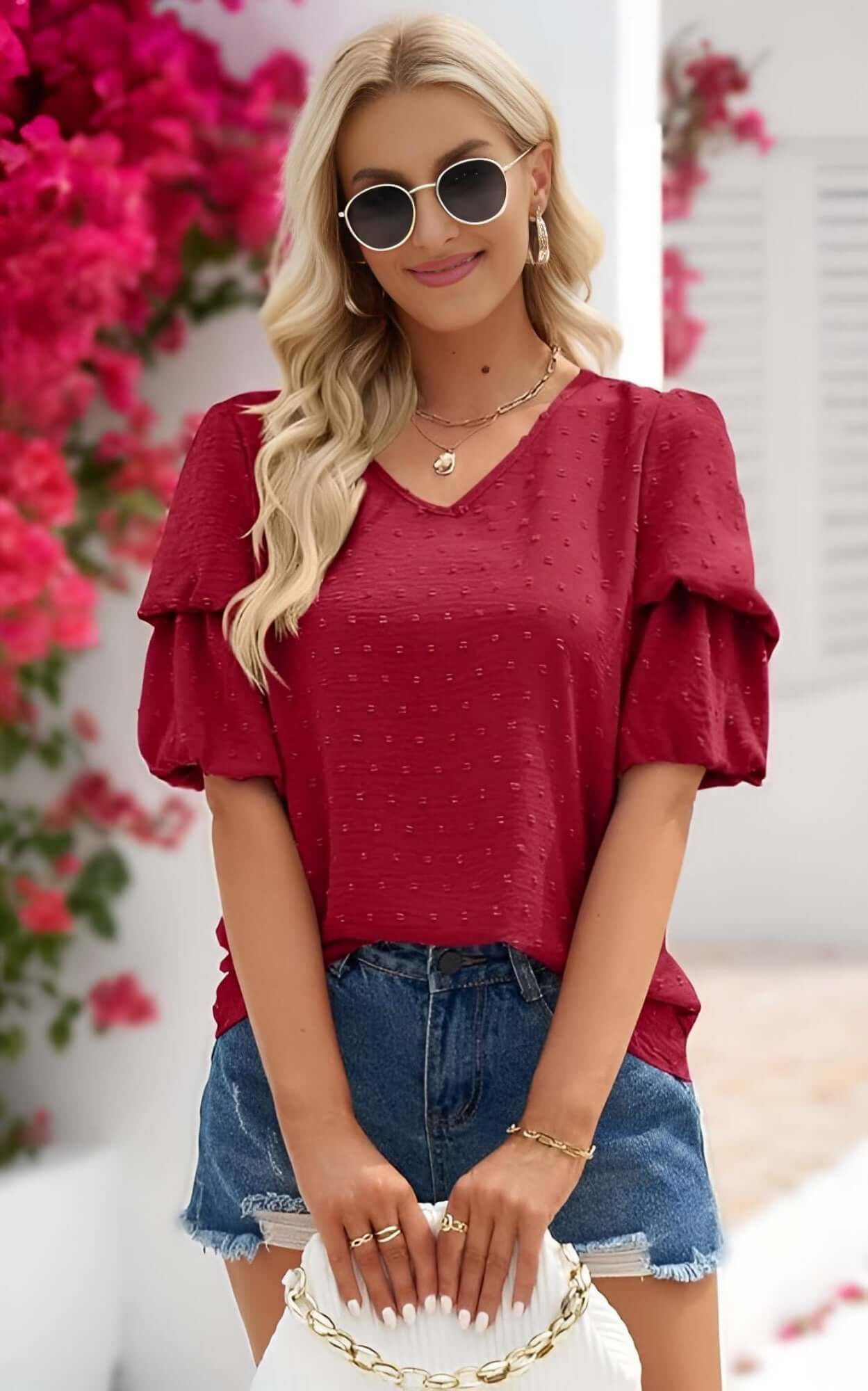 cute red blouses