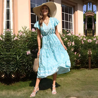 Baby Blue Boho Midi Dress - Women's boho fashion | Roll Up Fashion