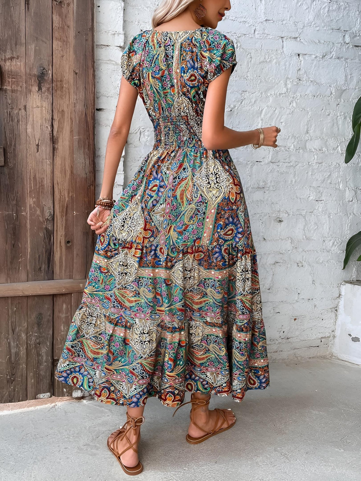Paisley Print Boho Maxi Dress