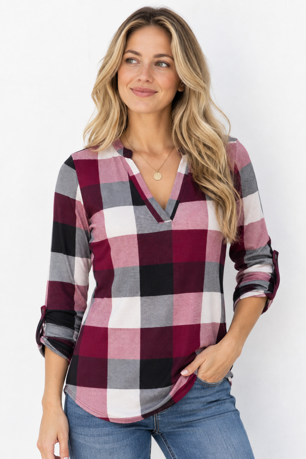 Plaid Long Sleeve Top
