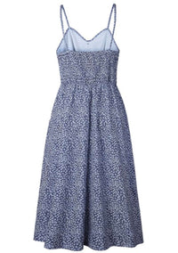 Ditsy Floral Sun Dress - Women's boho fashion | Roll Up Fashion, sleeveless midi dress with floral pattern.