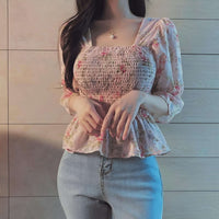 Floral Ruffle Sleeve Top - Women's boho fashion | Roll Up Fashion