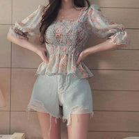 Floral Ruffle Sleeve Top - Women's boho fashion | Roll Up Fashion
