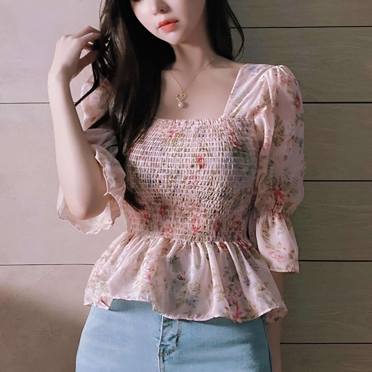 Floral Ruffle Sleeve Top - Women's boho fashion | Roll Up Fashion