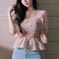 Floral Ruffle Sleeve Top - Women's boho fashion | Roll Up Fashion