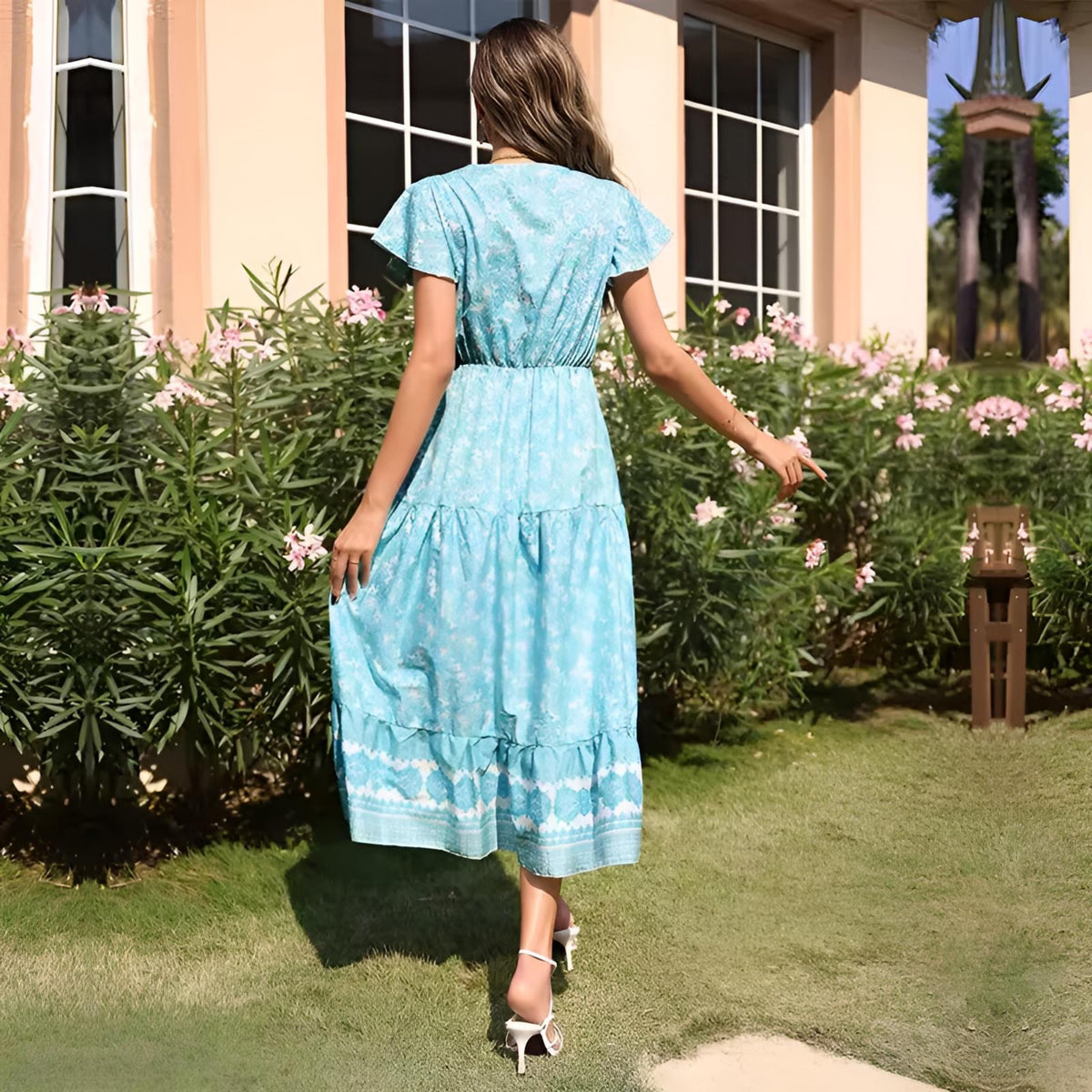 Baby Blue Boho Midi Dress