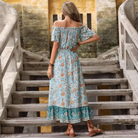 Off Shoulder Bohemian Maxi - Women's boho fashion | Roll Up Fashion