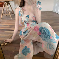 Pink Blue Maxi Dress Women’s Floral Sleeveless Summer Dress - Women's boho fashion | Roll Up Fashion