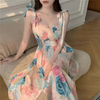 Pink Blue Maxi Dress Women’s Floral Sleeveless Summer Dress - Women's boho fashion | Roll Up Fashion