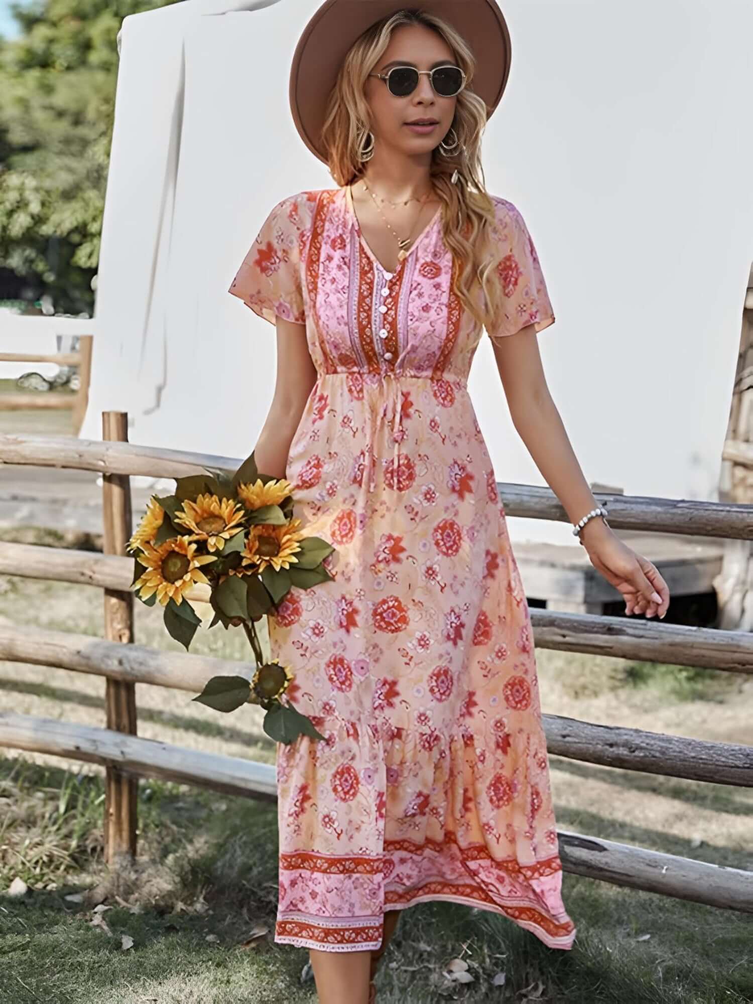 Chic Bohemian Midi Dress for Stylish Summer Days Navy / Medium Chic Bohemian Midi Dress for Stylish Summer Days – Roll Up Fashion