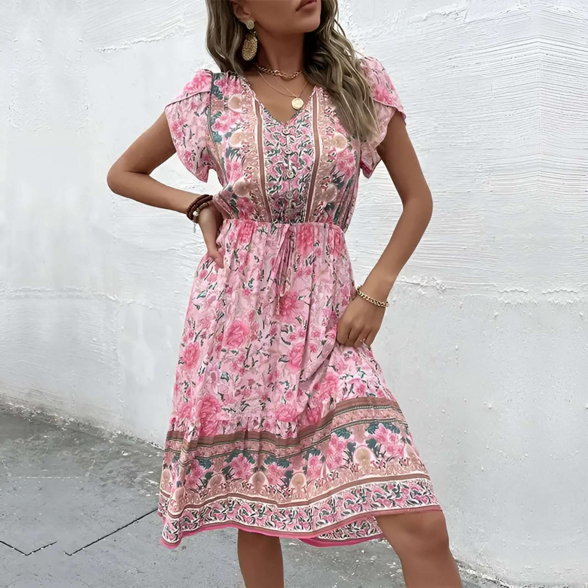 bohemian casual dress Floral Bohemian Mini Dress