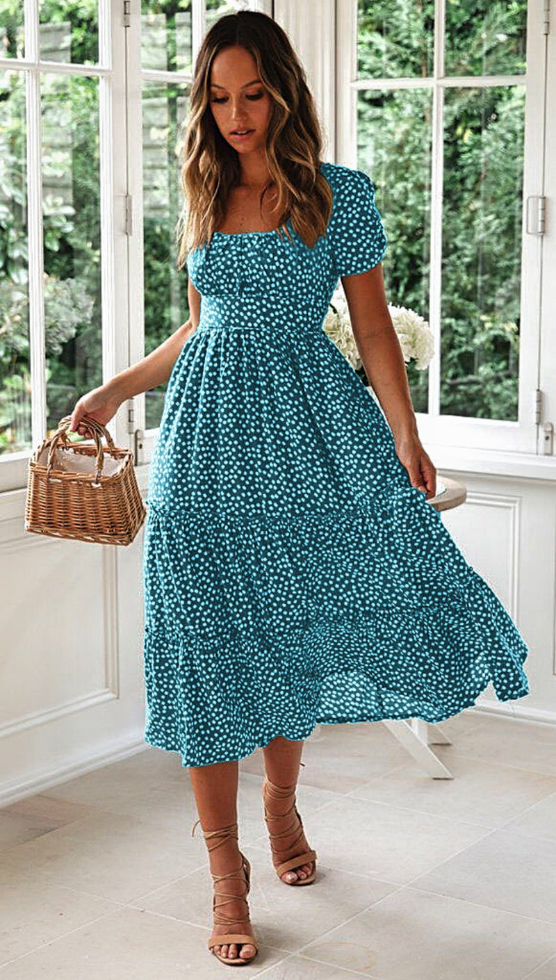Floral Midi Dress - Cute & Elegant for Your Summer Parties Small / Black Floral Midi Dress - Cute & Elegant for Your Summer Parties Small / Black