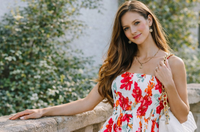 White Red Floral Mini dress