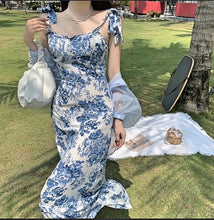 Load image into Gallery viewer, French Blue white Floral Dress
