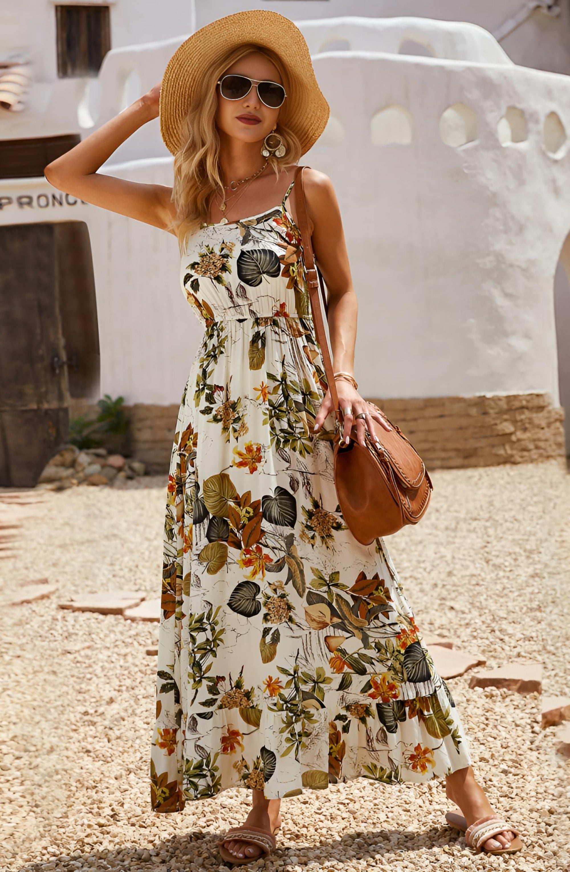 Floral Leaf Print Long Maxi Dress X-Large Floral Leaf Print long Maxi Dress – Roll Up Fashion