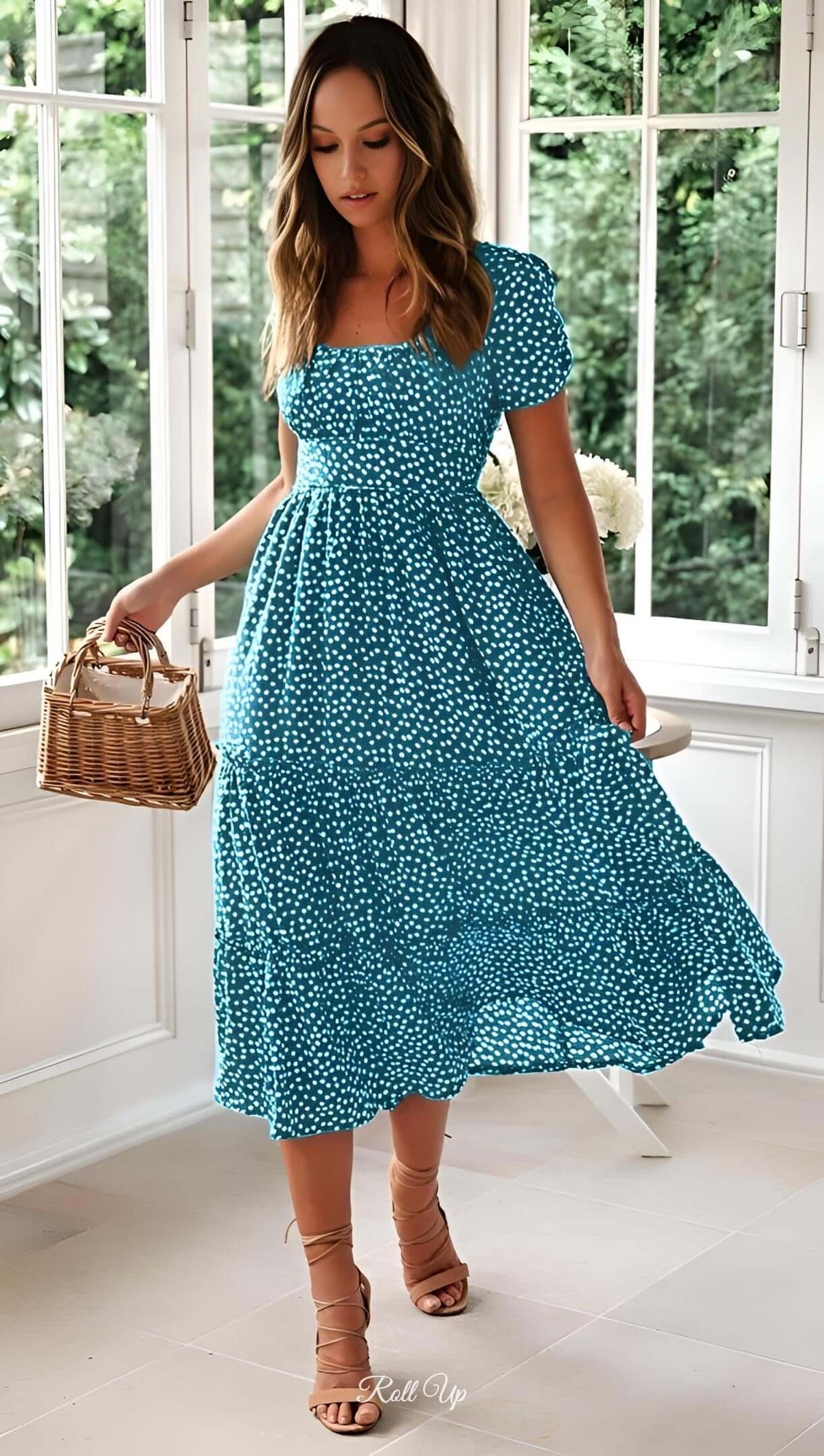 Floral Midi Dress - Cute & Elegant for Your Summer Parties Large / Pink Floral Midi Dress - Cute & Elegant for Your Summer Parties Large / Pink