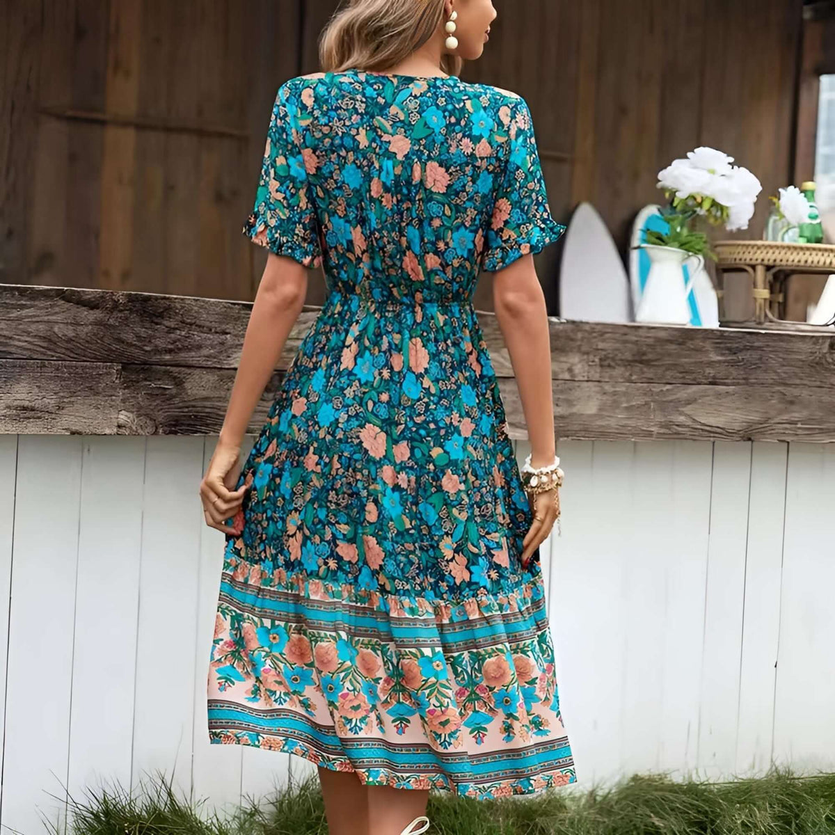 bohemian floral midi dress
