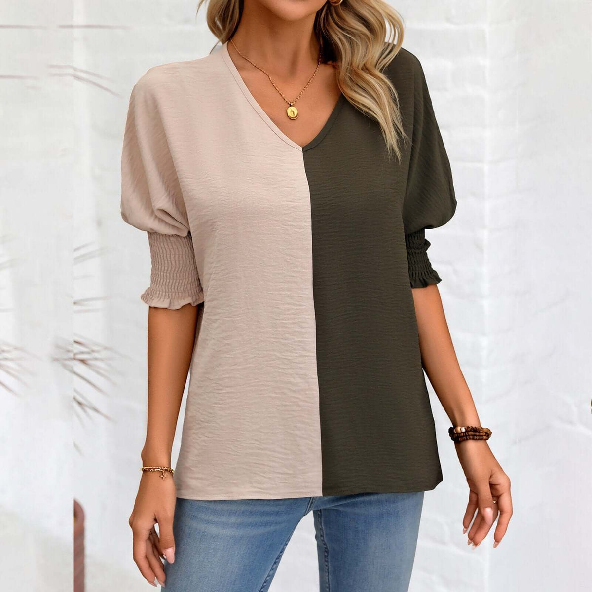 Two Tone Top - Women's boho fashion | Roll Up Fashion