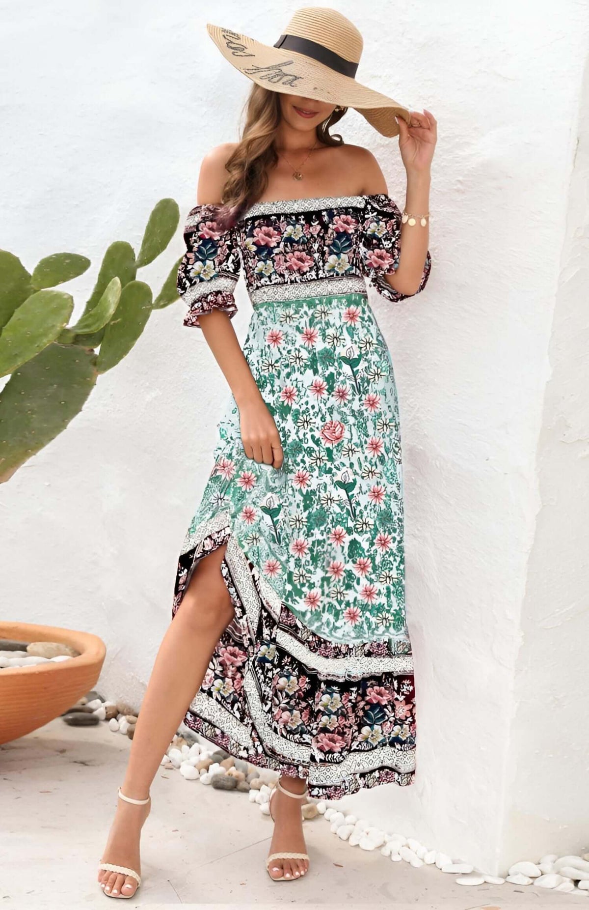 Women’s Bohemian Floral Maxi Dress - Women's boho fashion | Roll Up Fashion