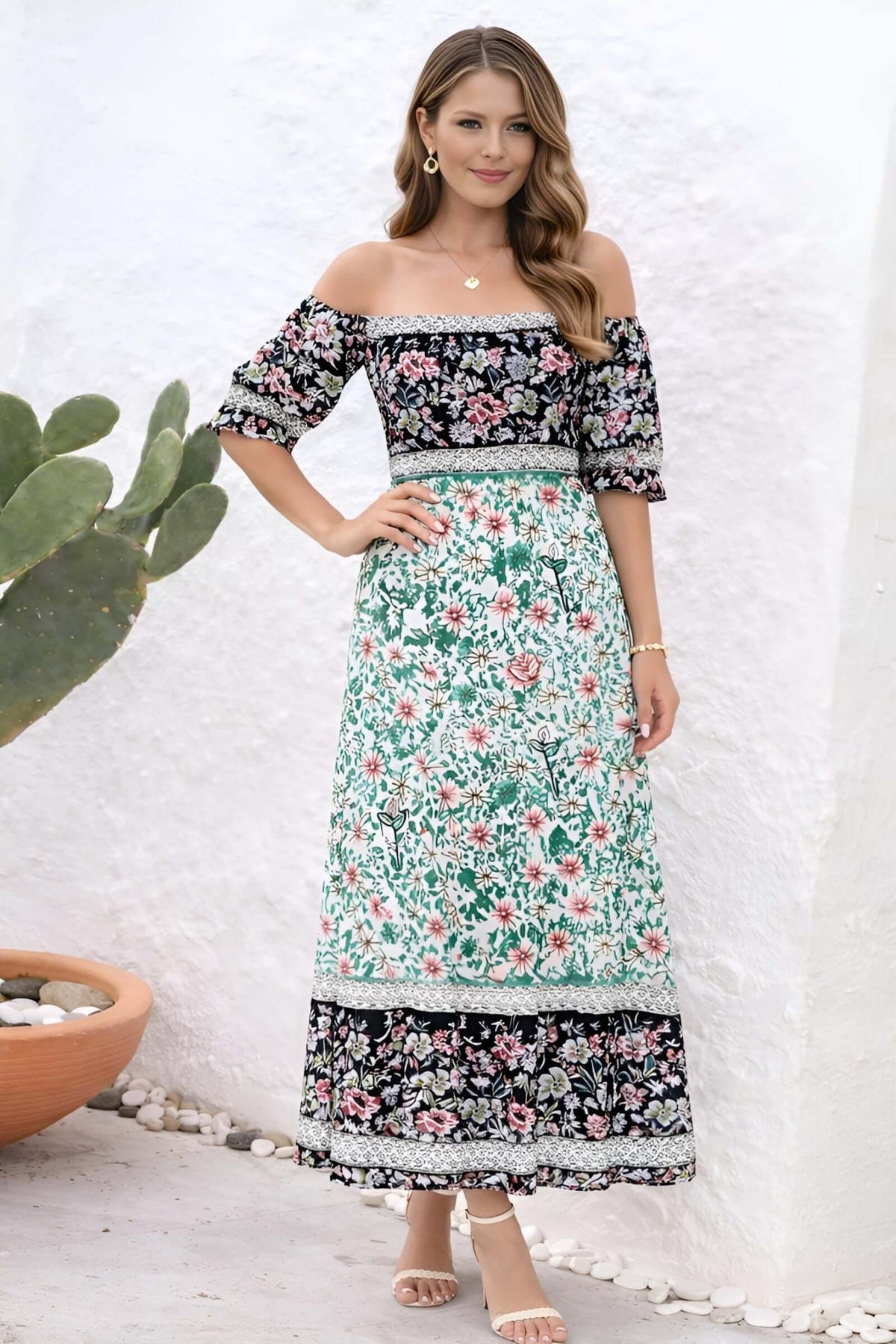 Women’s Bohemian Floral Maxi Dress - Women's boho fashion | Roll Up Fashion