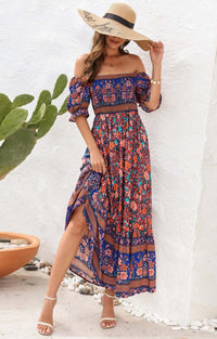 Women’s Bohemian Floral Maxi Dress - Women's boho fashion | Roll Up Fashion