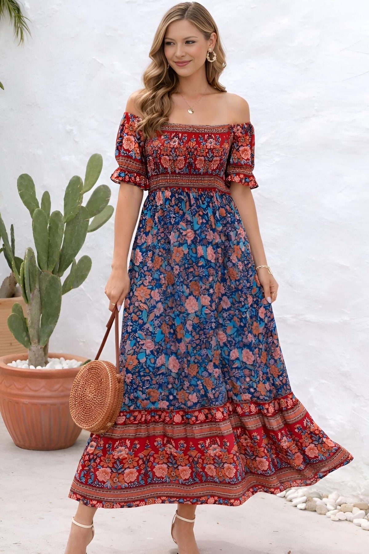 Women’s Bohemian Floral Maxi Dress - Women's boho fashion | Roll Up Fashion