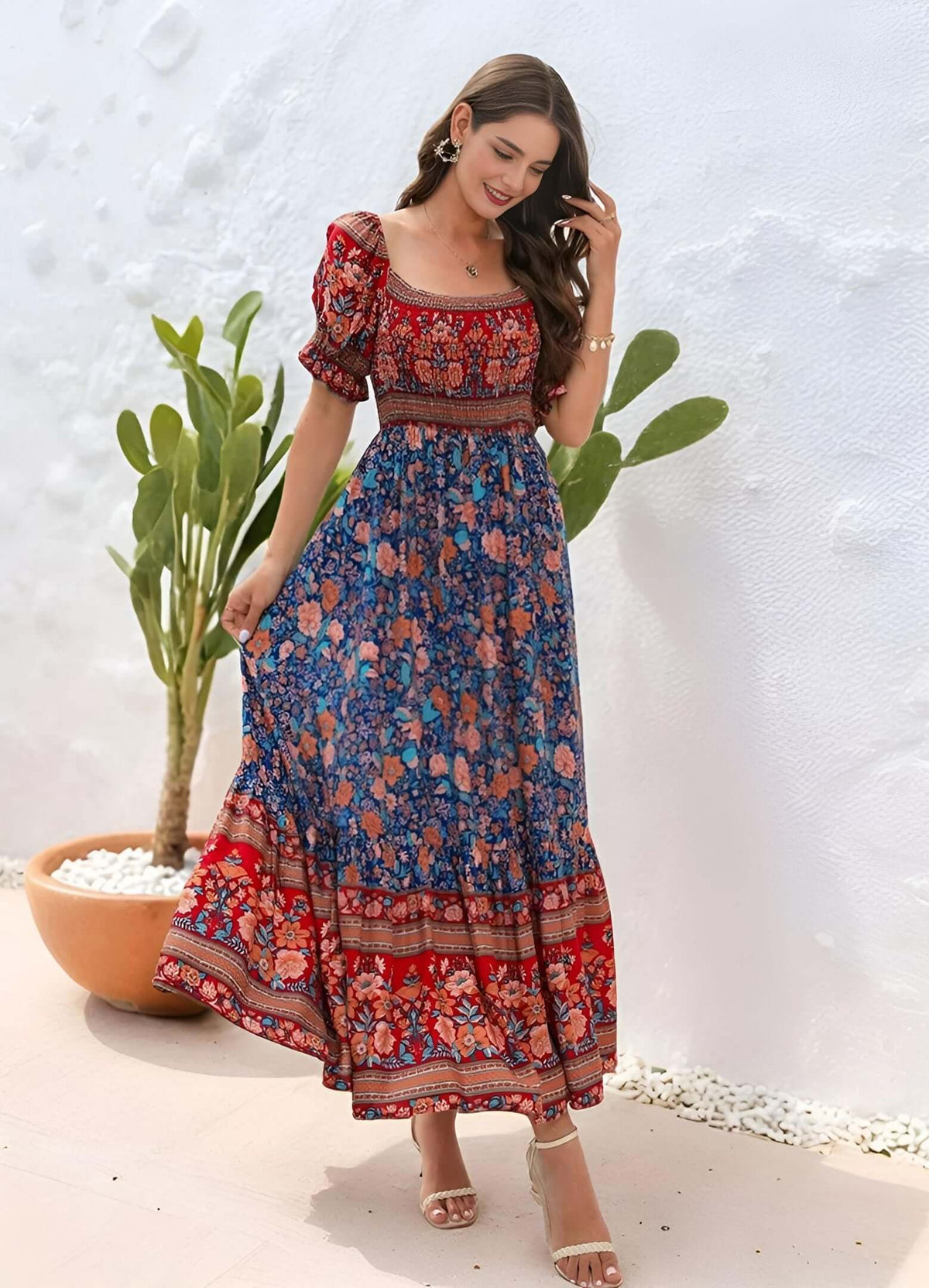 Women’s Bohemian Floral Maxi Dress - Women's boho fashion | Roll Up Fashion