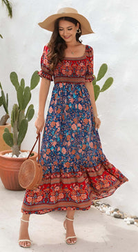 Women’s Bohemian Floral Maxi Dress - Women's boho fashion | Roll Up Fashion
