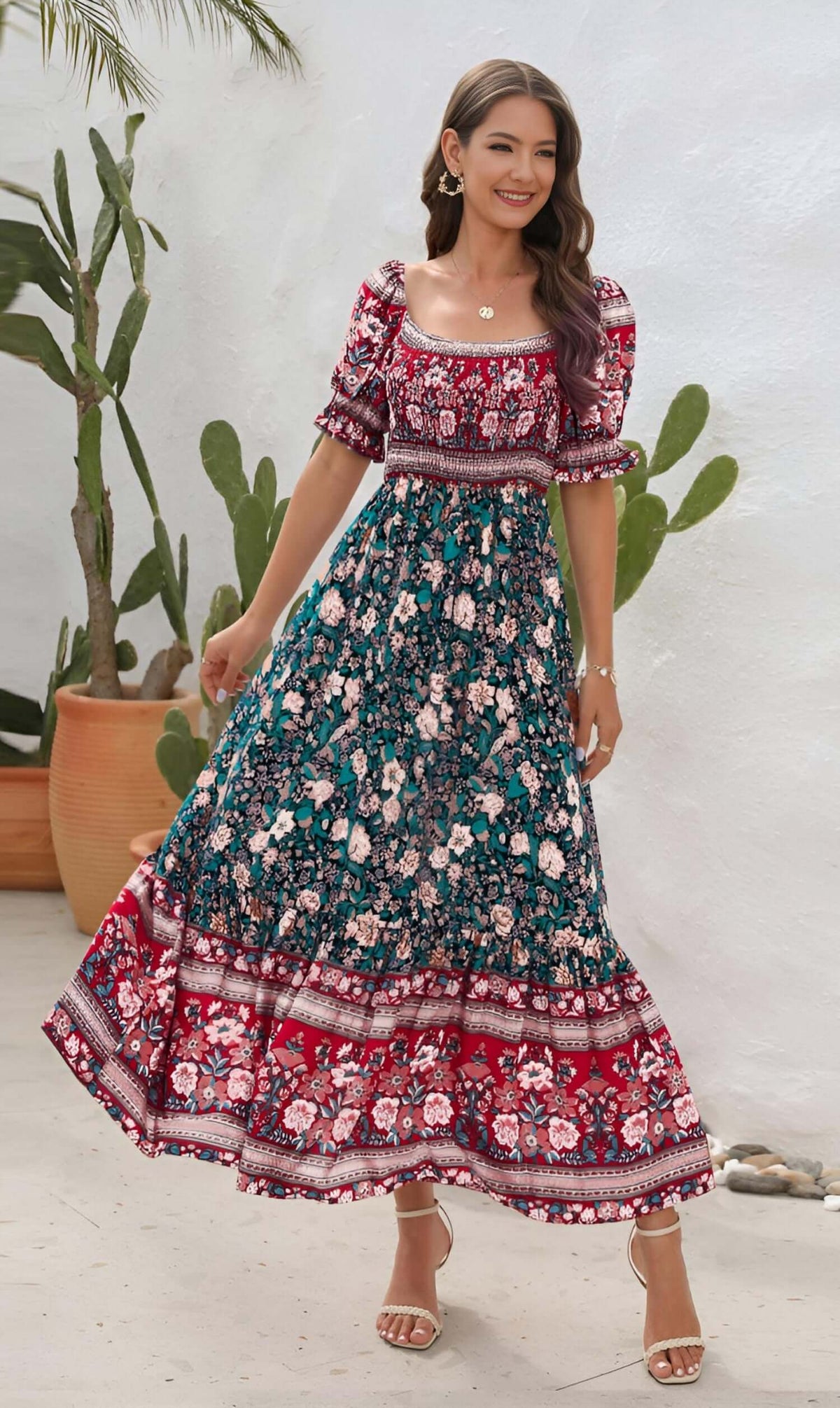 Women’s Bohemian Floral Maxi Dress - Women's boho fashion | Roll Up Fashion