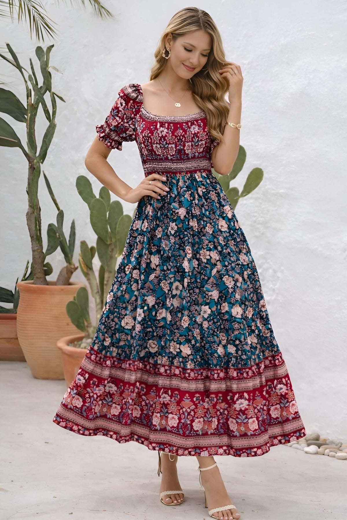 Women’s Bohemian Floral Maxi Dress - Women's boho fashion | Roll Up Fashion
