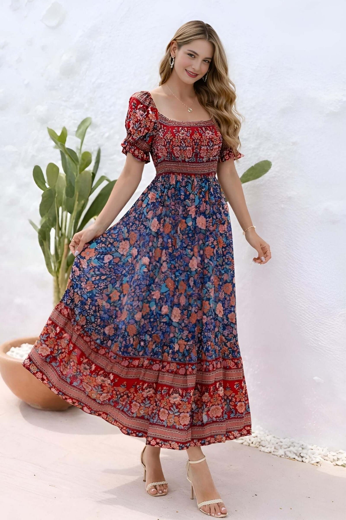 Women’s Bohemian Floral Maxi Dress - Women's boho fashion | Roll Up Fashion