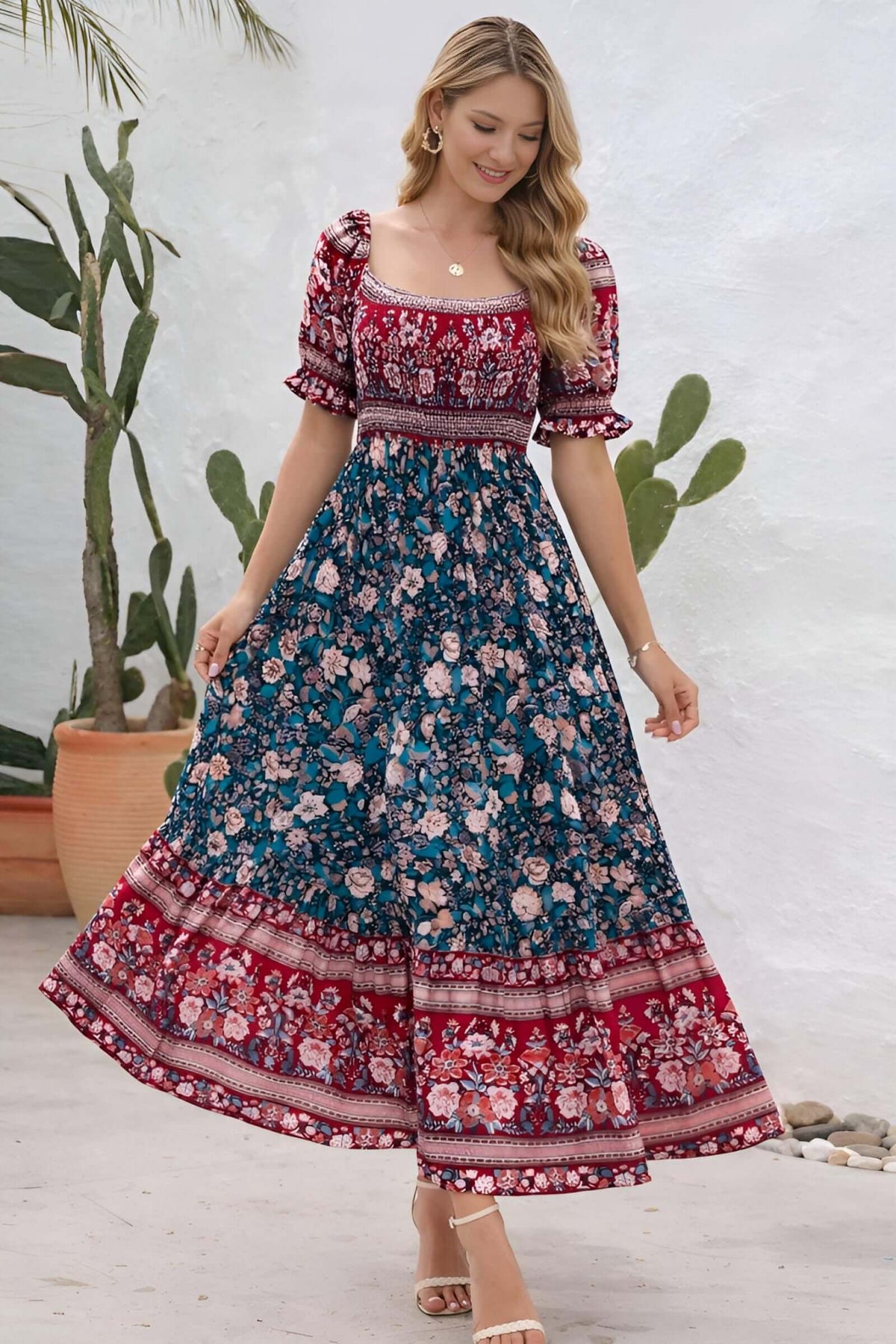 Women’s Bohemian Floral Maxi Dress - Women's boho fashion | Roll Up Fashion