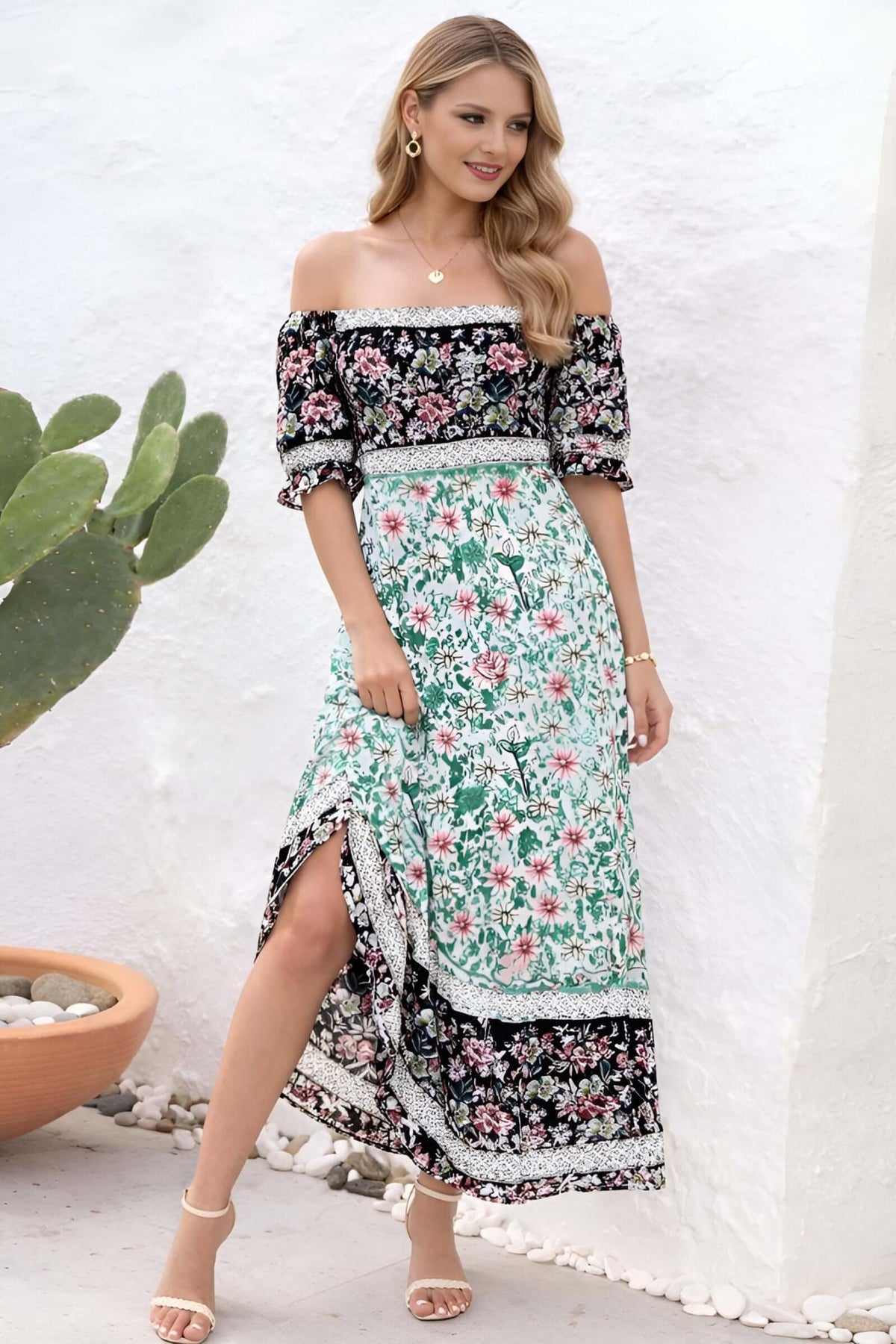 Women’s Bohemian Floral Maxi Dress - Women's boho fashion | Roll Up Fashion