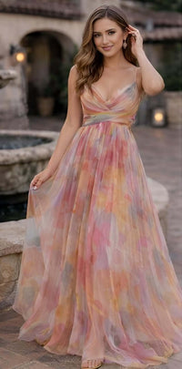 Women’s elegant Colorful Mesh Maxi Dress - Women's boho fashion | Roll Up Fashion
