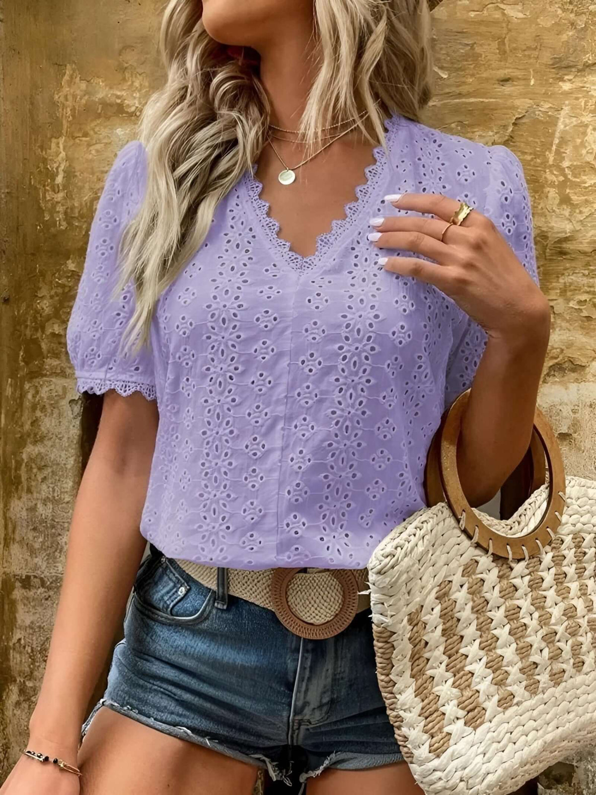 Embroidery Hallow Blouse - Women's boho fashion | Roll Up Fashion