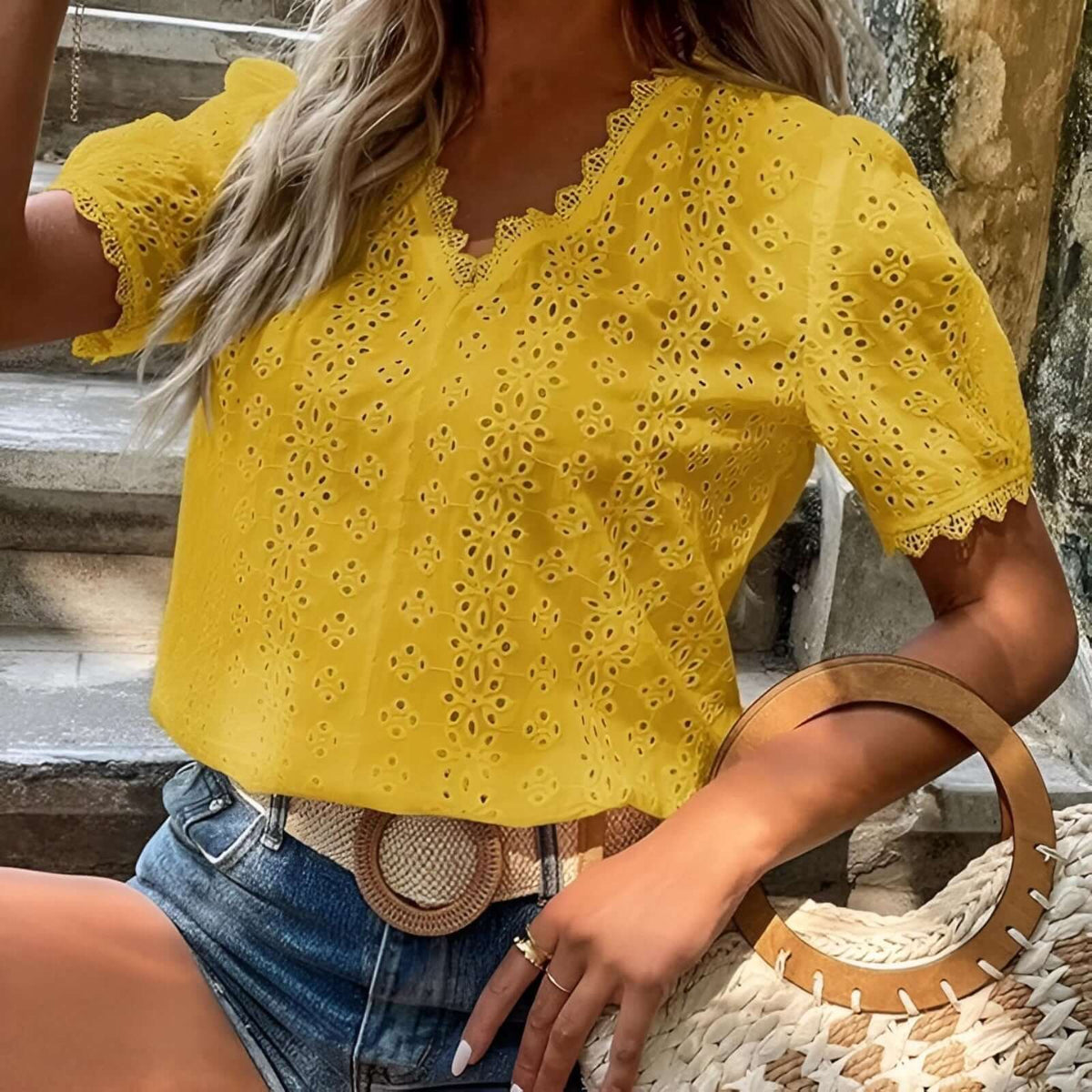 Embroidery Hallow Blouse - Women's boho fashion | Roll Up Fashion