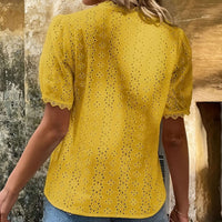 Embroidery Hallow Blouse - Women's boho fashion | Roll Up Fashion