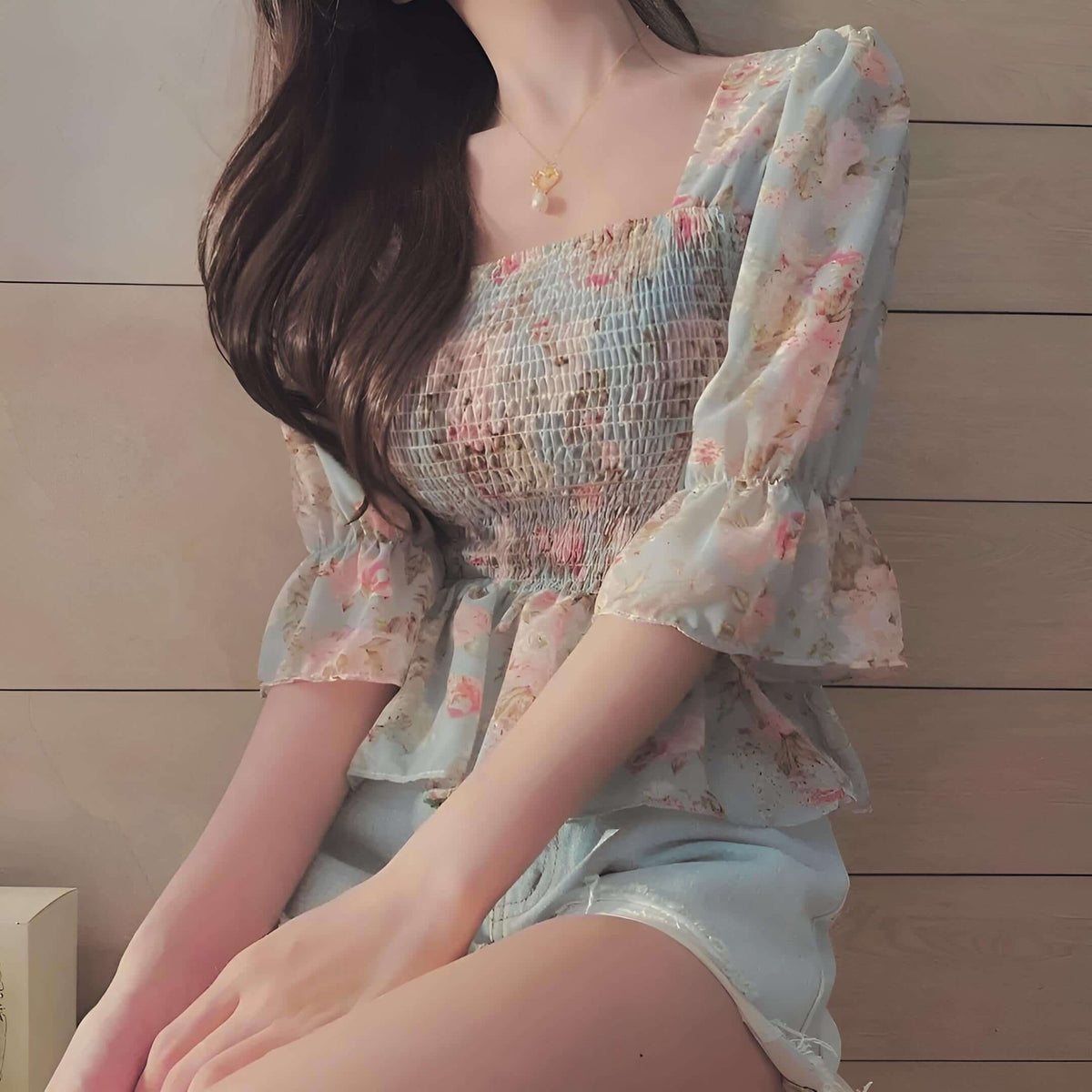 Floral Ruffle Sleeve Top - Women's boho fashion | Roll Up Fashion